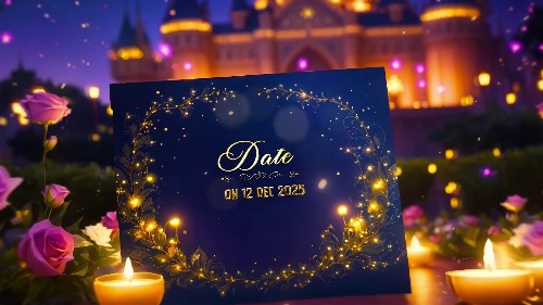 Tailored Luxurious Golden 3D Wedding Invitation Slideshow Motion Design