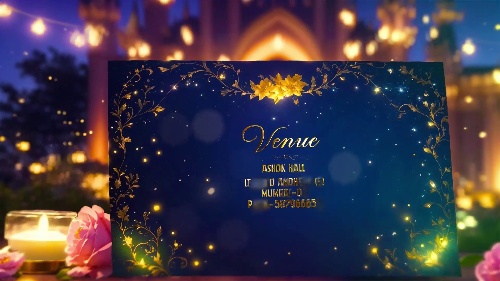 Tailored Luxurious Golden 3D Wedding Invitation Slideshow Motion Design