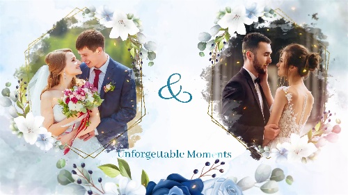 Luxury-effect WaterColor and Floral Wedding Slideshow Media Customizer