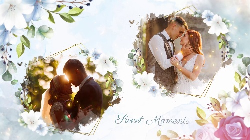 Luxury-effect WaterColor and Floral Wedding Slideshow Media Customizer