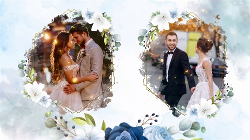 Luxury-effect WaterColor and Floral Wedding Slideshow Media Customizer